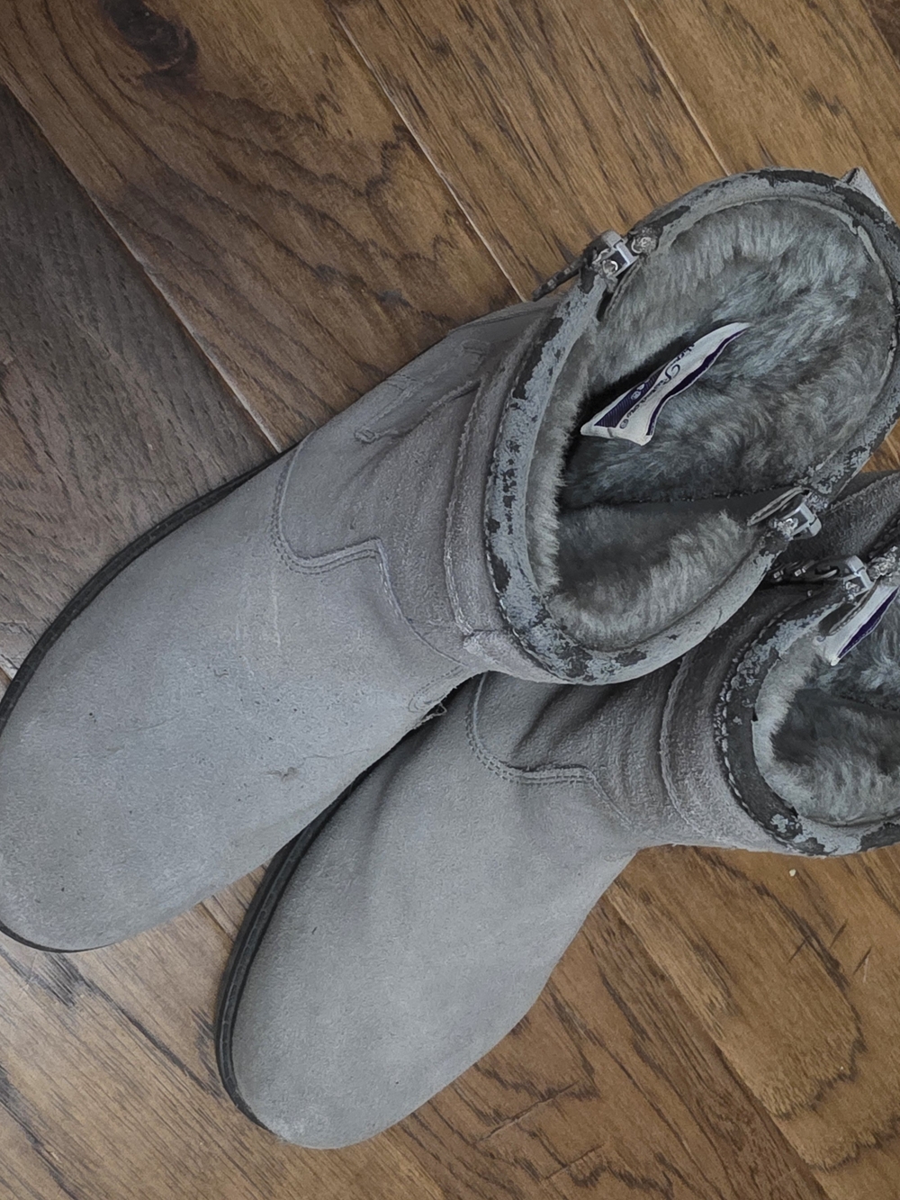 totes Gray Suede Faux-Fur Lined Winter Boots